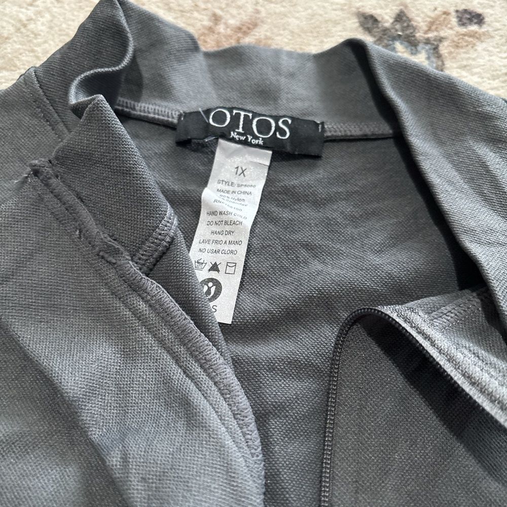OTOS New York Gray Ribbed Zip Front Active Jacket Size 1X Plus - Picture 3 of 5